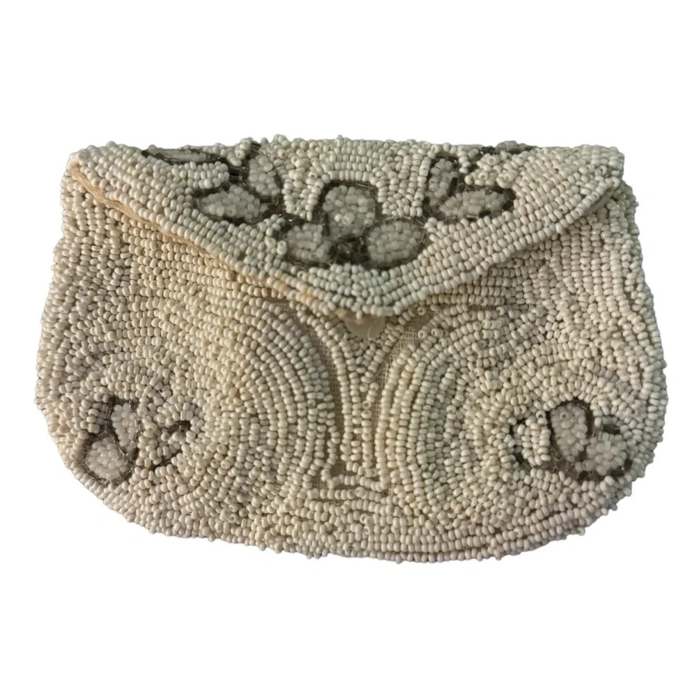 Vintage beaded coin purse/card holder. Handmade in Belgium‎
